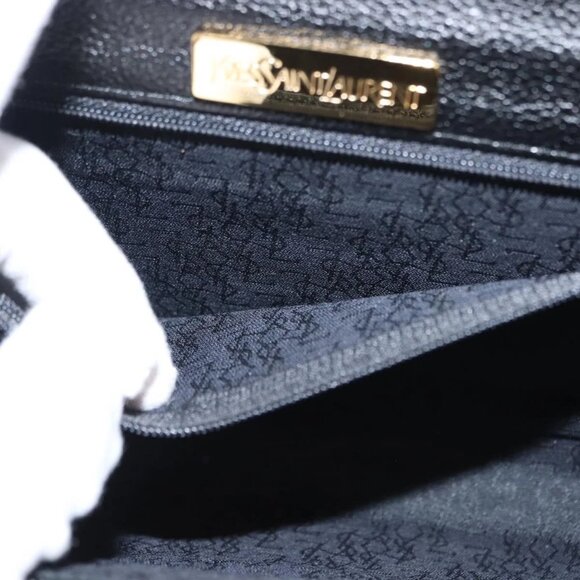 Authentic SAINT LAURENT Clutch Bag Leather Black Gold bst339-121825 - Picture 14 of 16